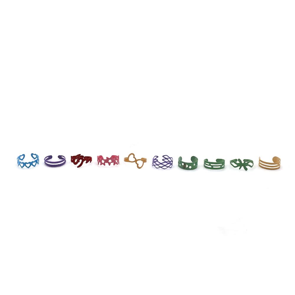 10 Pcs Rings Card - Multi Color, Girls Finger Rings, Chase Value, Chase Value