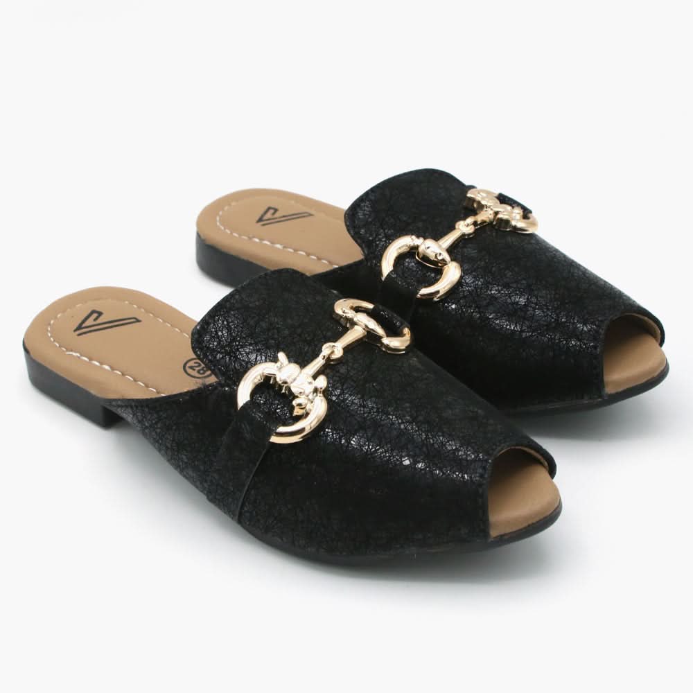 Girls Banto Slipper - Black, Girls Slippers, Chase Value, Chase Value