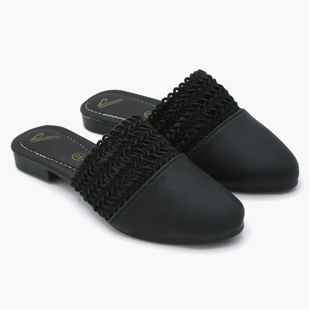 Girls Banto Slipper - Black, Girls Slippers, Chase Value, Chase Value