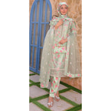 Eminent Silk Zari Embroidered Unstitched Suit - Green, Women, 3Pcs Shalwar Suit, Eminent, Chase Value