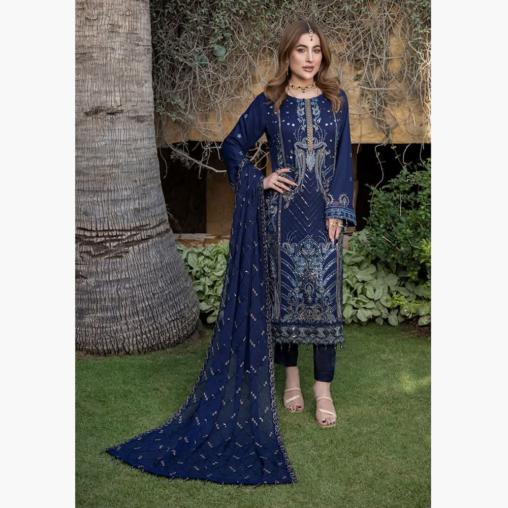 Schick Jhoom Luxury Chiffon Heavy Embroidered Unstitched 3Pcs Suit - 8, Women, 3Pcs Shalwar Suit, MI Creation, Chase Value