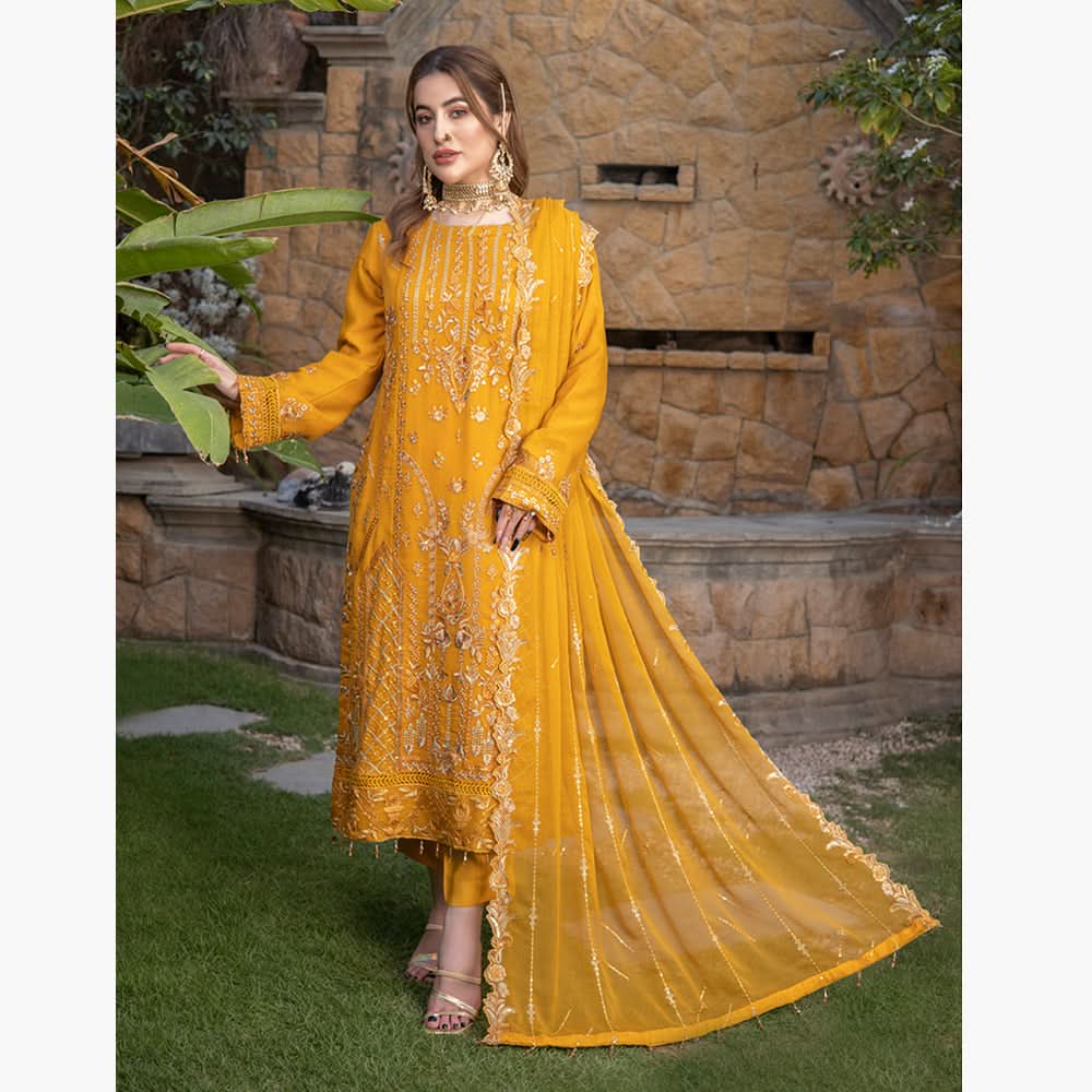 Schick Jhoom Luxury Chiffon Heavy Embroidered Unstitched 3Pcs Suit - 9, Women, 3Pcs Shalwar Suit, MI Creation, Chase Value