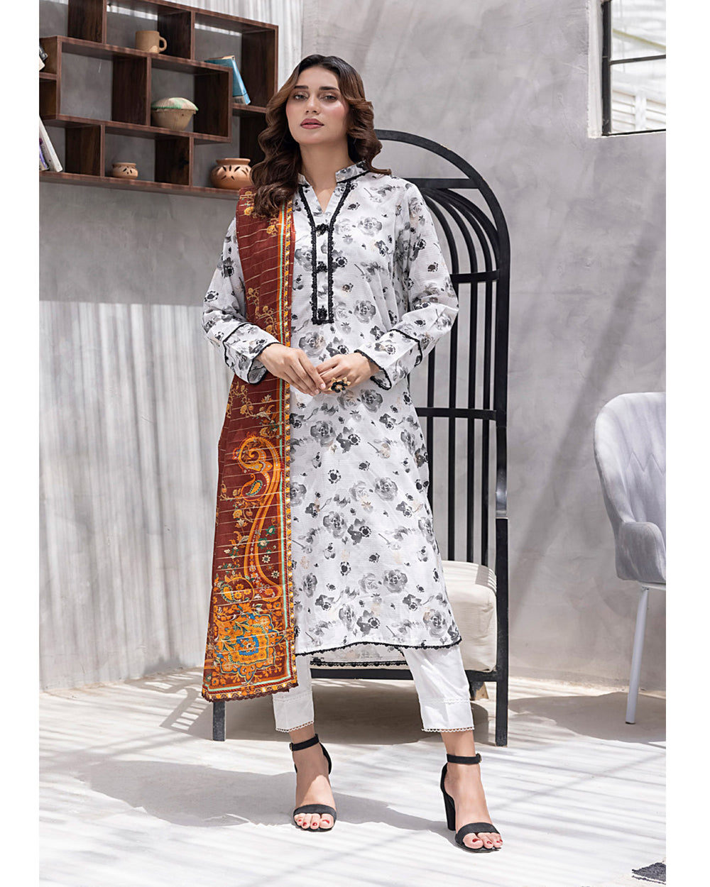 Salina Women’s 3PC Printed Suit-2, Women, 3Pcs Shalwar Suit, Chase Value, Chase Value