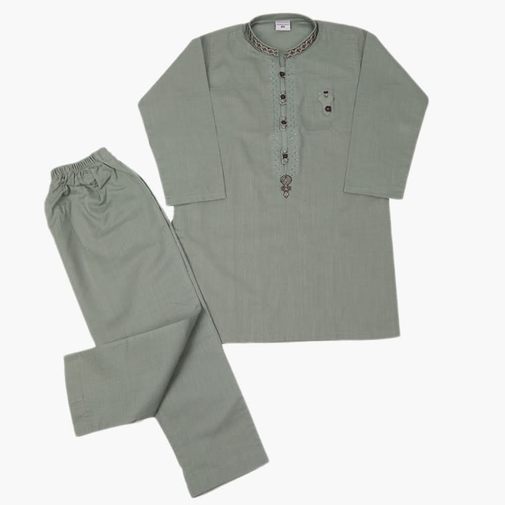 Boys Embroidered Shalwar Suit - Light Green, Boys Shalwar Kameez, Chase Value, Chase Value
