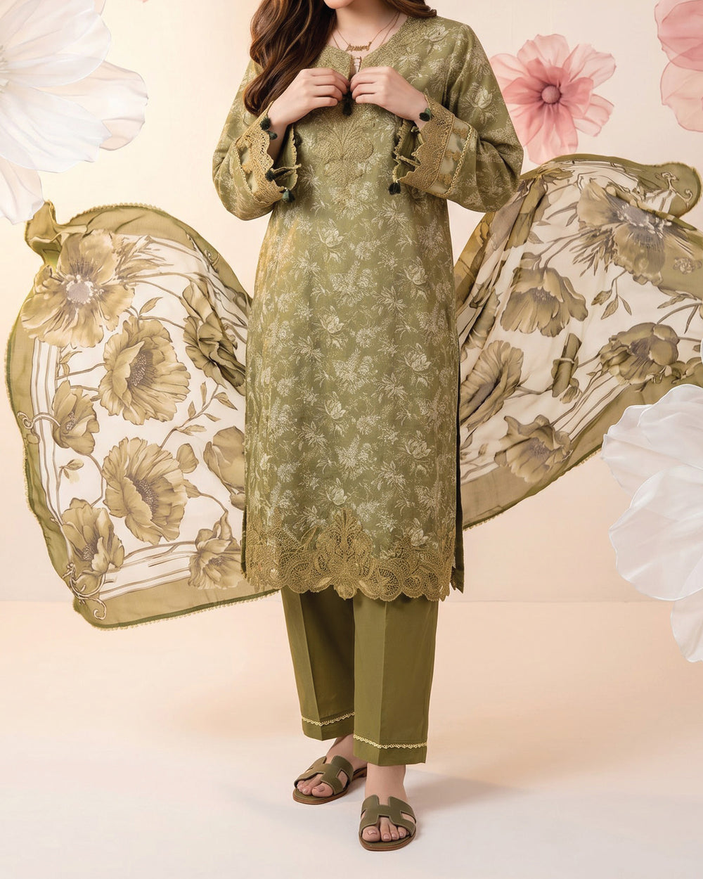 Salina Cotton Luxury Digital Printed Embroidered Suit - 3 Pc, Women, 3Pcs Shalwar Suit, Regalia Textiles, Chase Value