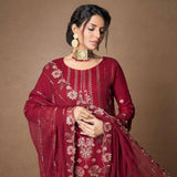 Mehnaz Luxury Fancy Embroidered Lawn 3Pcs Unstitched Suit - 4, Women, 3Pcs Shalwar Suit, Mi Creation, Chase Value