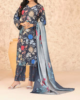 Tawakkal Melek Staple Printed Suit with Shawl - 3 Pc