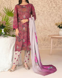 Tawakkal Melek Staple Printed Suit with Shawl - 3 Pc