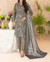 Tawakkal Melek Staple Printed Suit with Shawl - 3 Pc