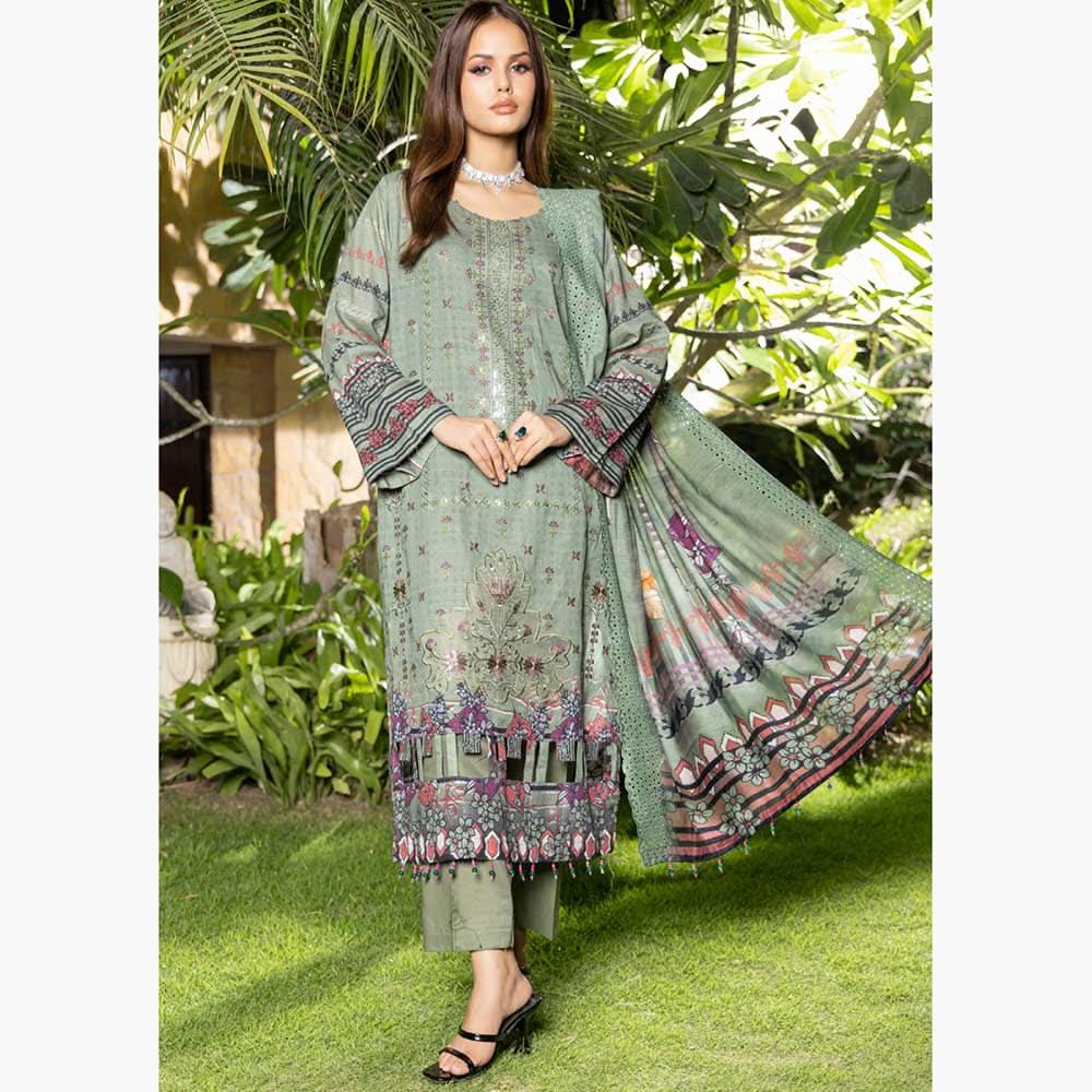 Schick Natasha Slub Lawn Embroidered Unstitched 3Pcs Suit - 3, Women, 3Pcs Shalwar Suit, MI Creation, Chase Value
