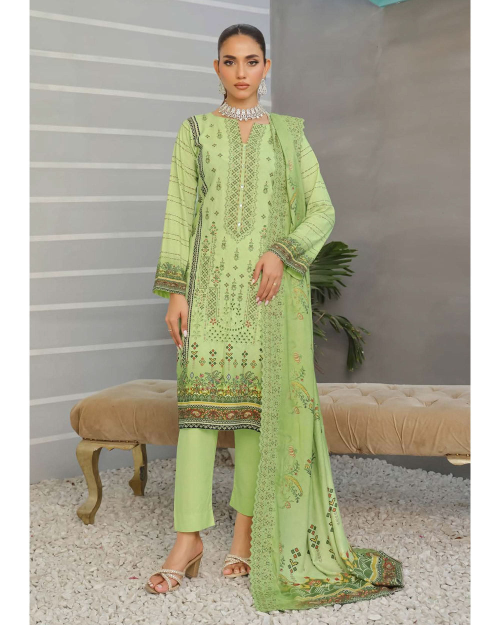 Nazia By RA-Bin Hameed Emboridered Linen Unstitched 3Pcs Suit - TS-2027, Women, 3Pcs Shalwar Suit, Rana Arts, Chase Value