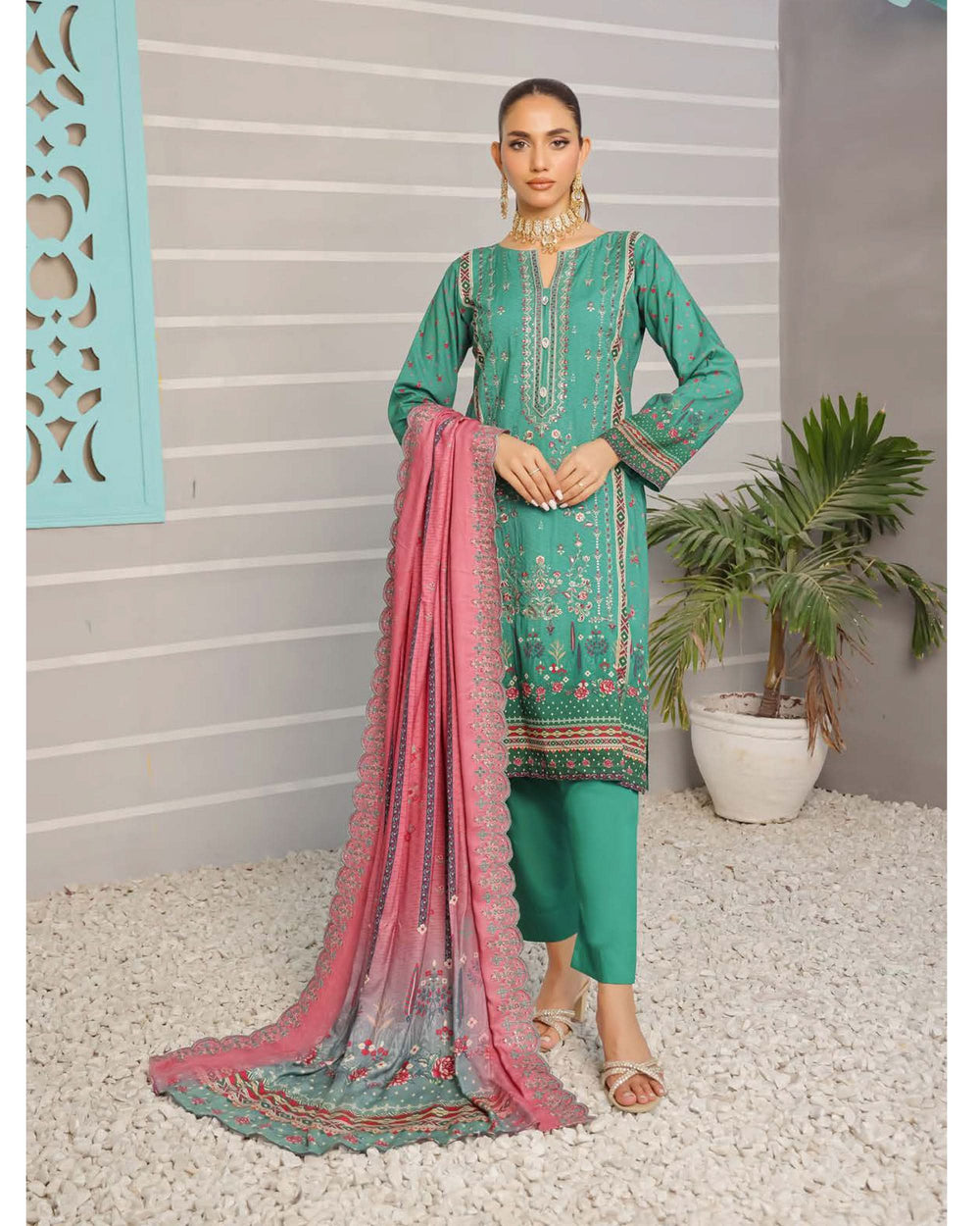 Nazia By RA-Bin Hameed Emboridered Linen Unstitched 3Pcs Suit - MS-2017, Women, 3Pcs Shalwar Suit, Rana Arts, Chase Value