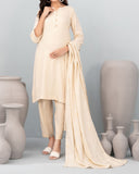Tawakkal Onaya Leather Peach Printed Suit with Shawl - 3 Pc