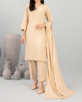 Tawakkal Onaya Leather Peach Printed Suit with Shawl - 3 Pc