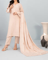 Tawakkal Onaya Leather Peach Printed Suit with Shawl - 3 Pc