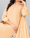 Tawakkal Onaya Leather Peach Printed Suit with Shawl - 3 Pc