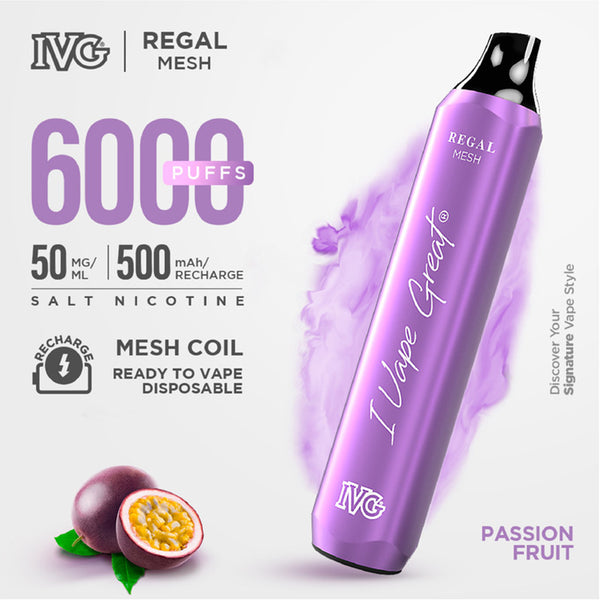 Ivg Vape Regal Passion Fruit 6000 Puffs 5% - 50Mg