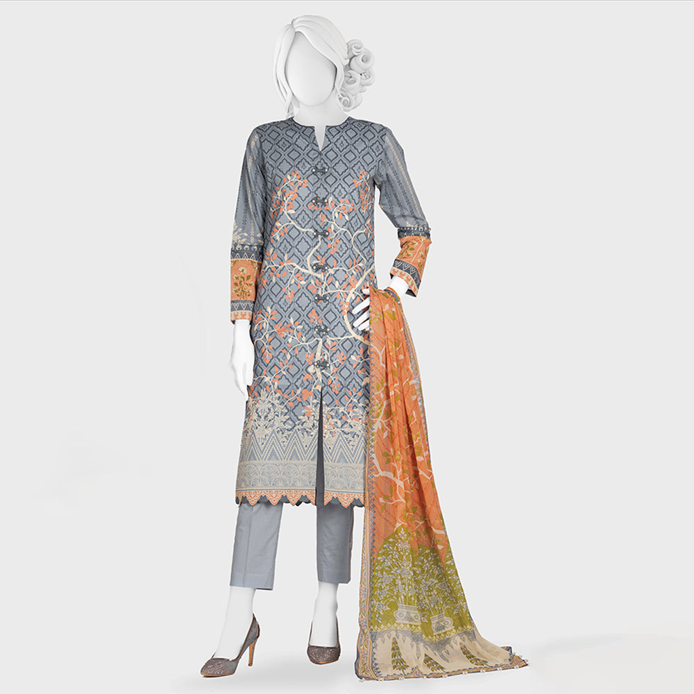 Panjnad Payrahan Lawn Digital Printed 3pcs Suit - 1054, Women, 3Pcs Shalwar Suit, Junaid Jamshed, Chase Value