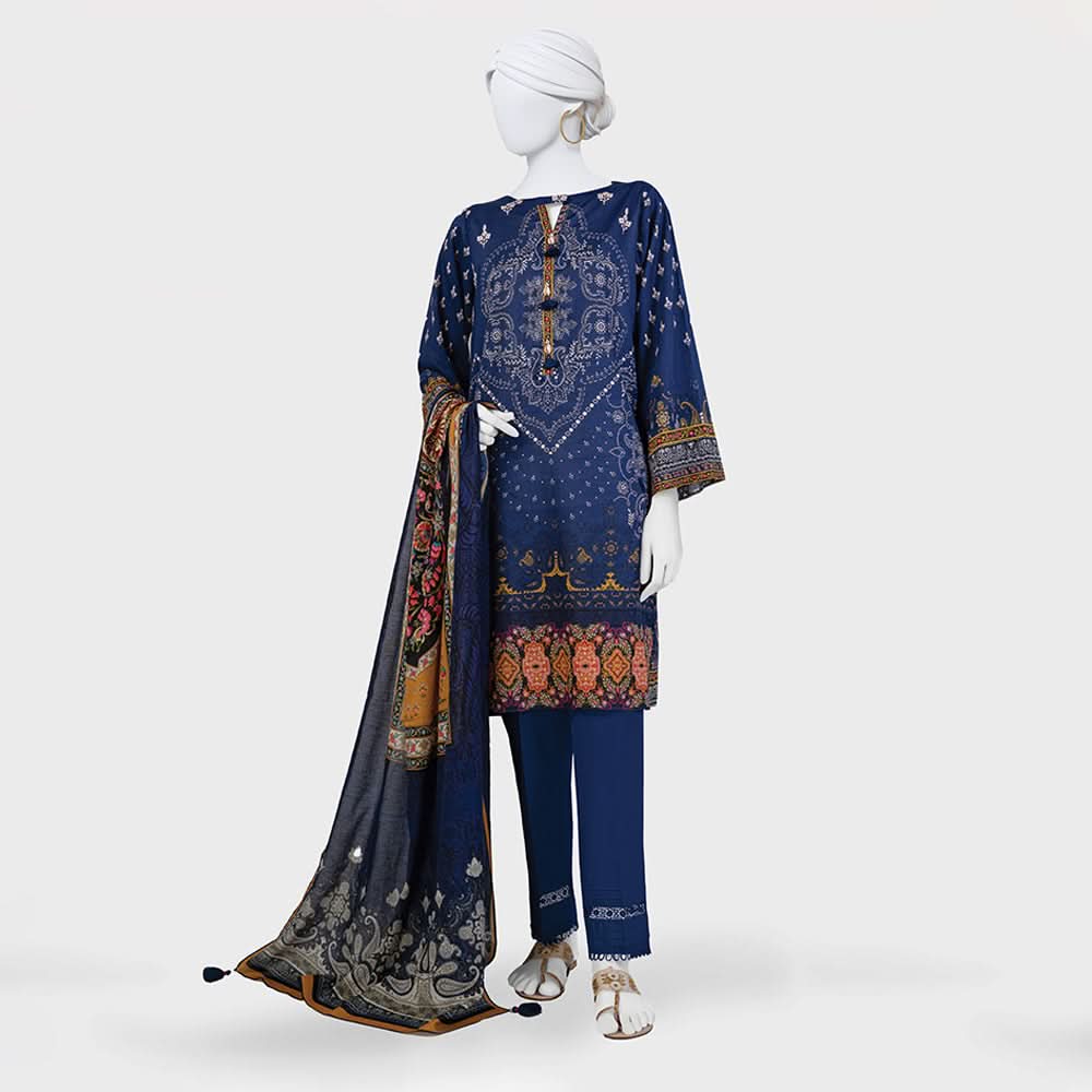 Panjnad Payrahan Lawn Digital Printed 3pcs Suit - 1012, Women, 3Pcs Shalwar Suit, Junaid Jamshed, Chase Value