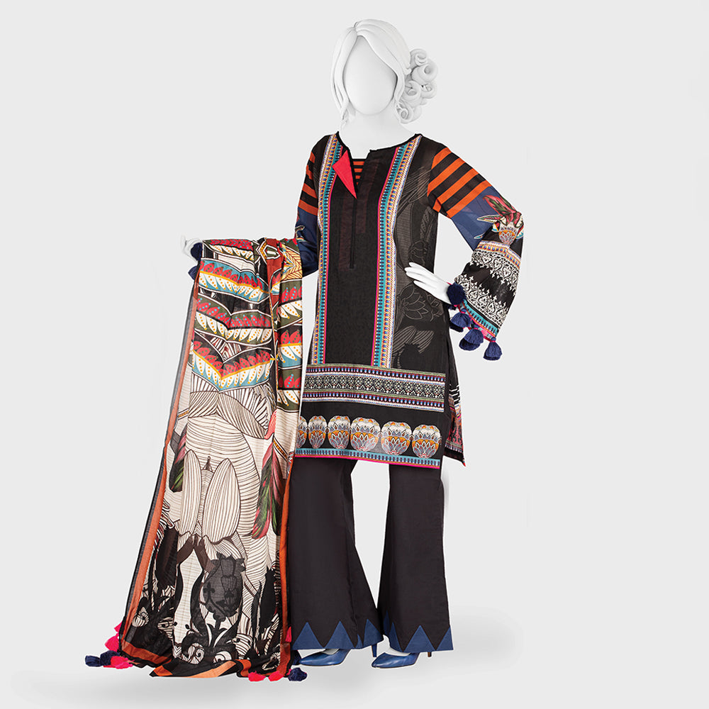 Panjnad Payrahan Lawn Digital Printed 3pcs Suit - 1013, Women, 3Pcs Shalwar Suit, Junaid Jamshed, Chase Value