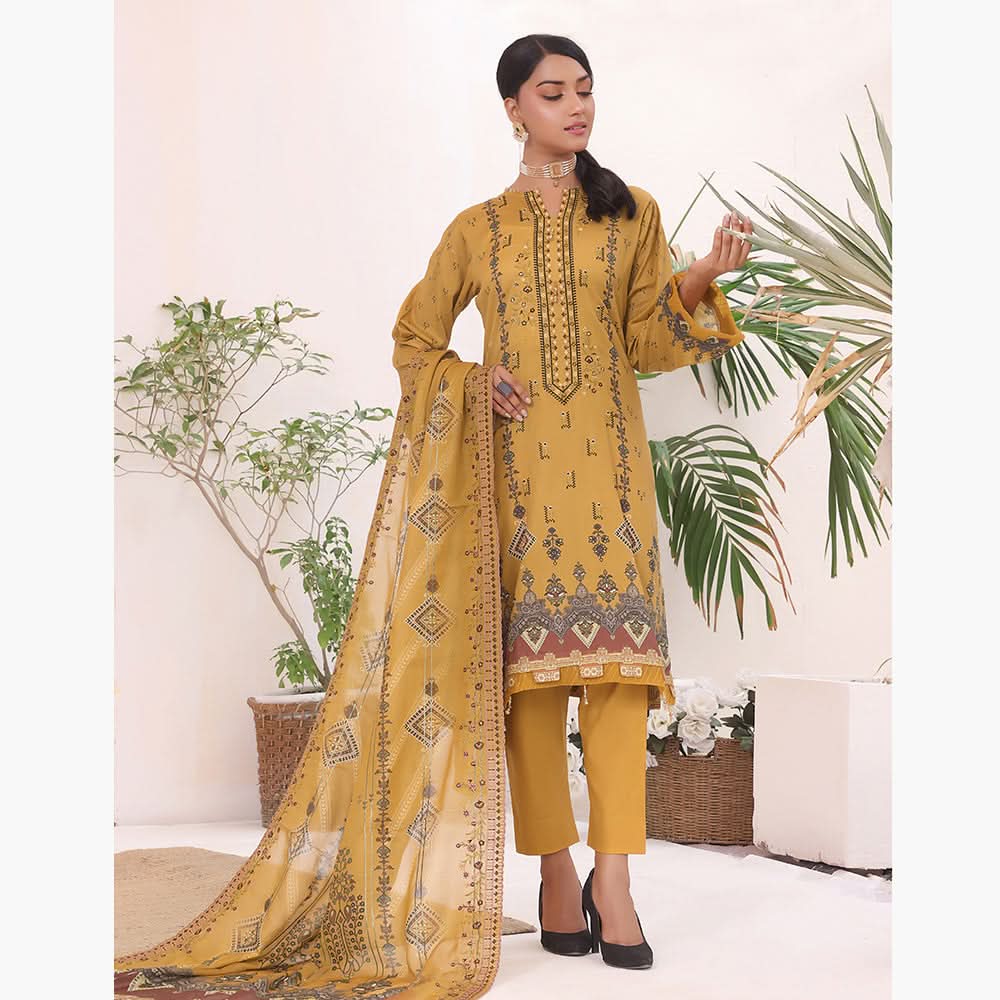 Esra Lawn Digital Printed Embroidered 3Pcs Unstitched Suit - 1, Women, 3Pcs Shalwar Suit, Rana Arts, Chase Value