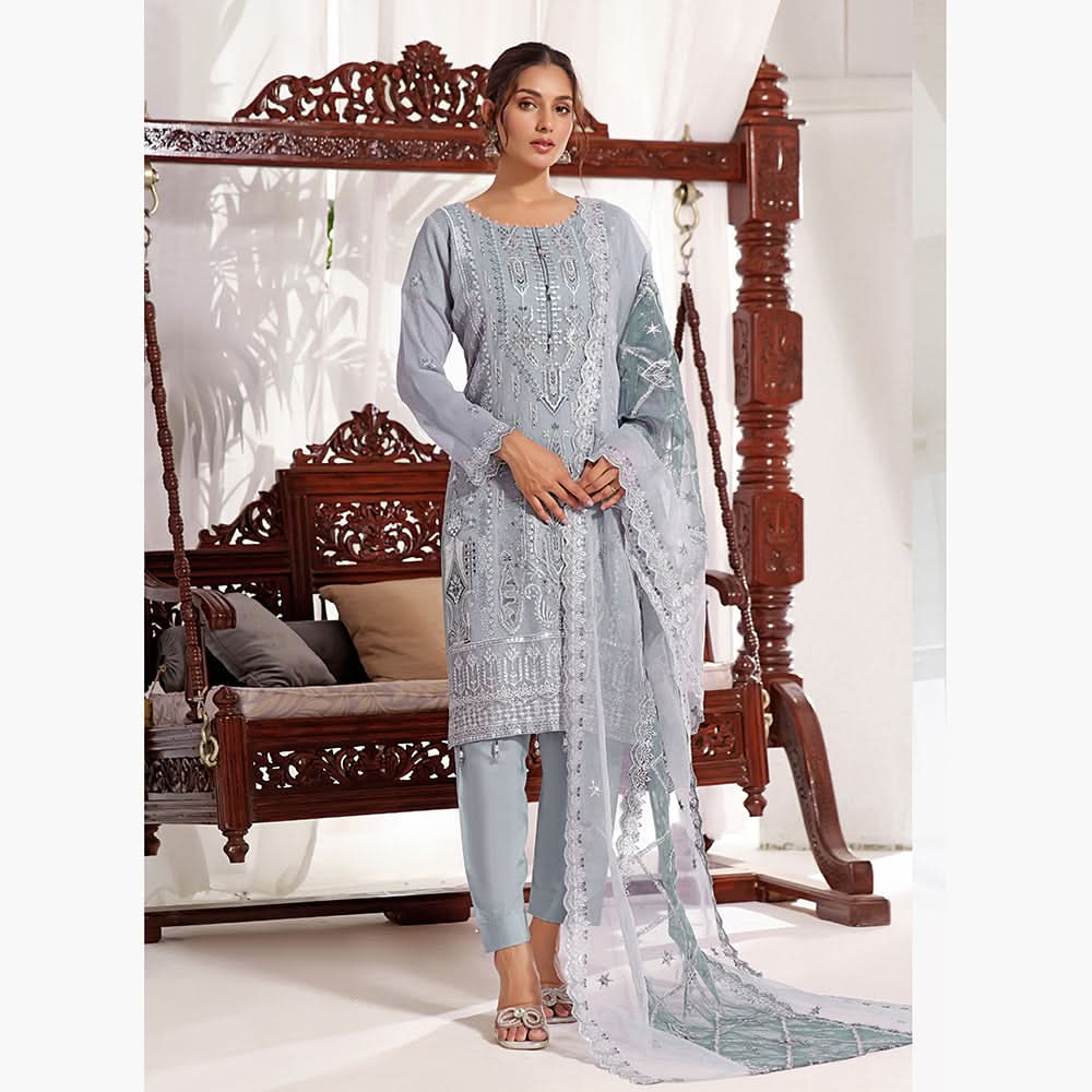 Bin Hameed Sanobar Luxury Chiffon Embroidered Unstitched 3Pcs Suit - RAY-4370, Women, 3Pcs Shalwar Suit, Rana Arts, Chase Value