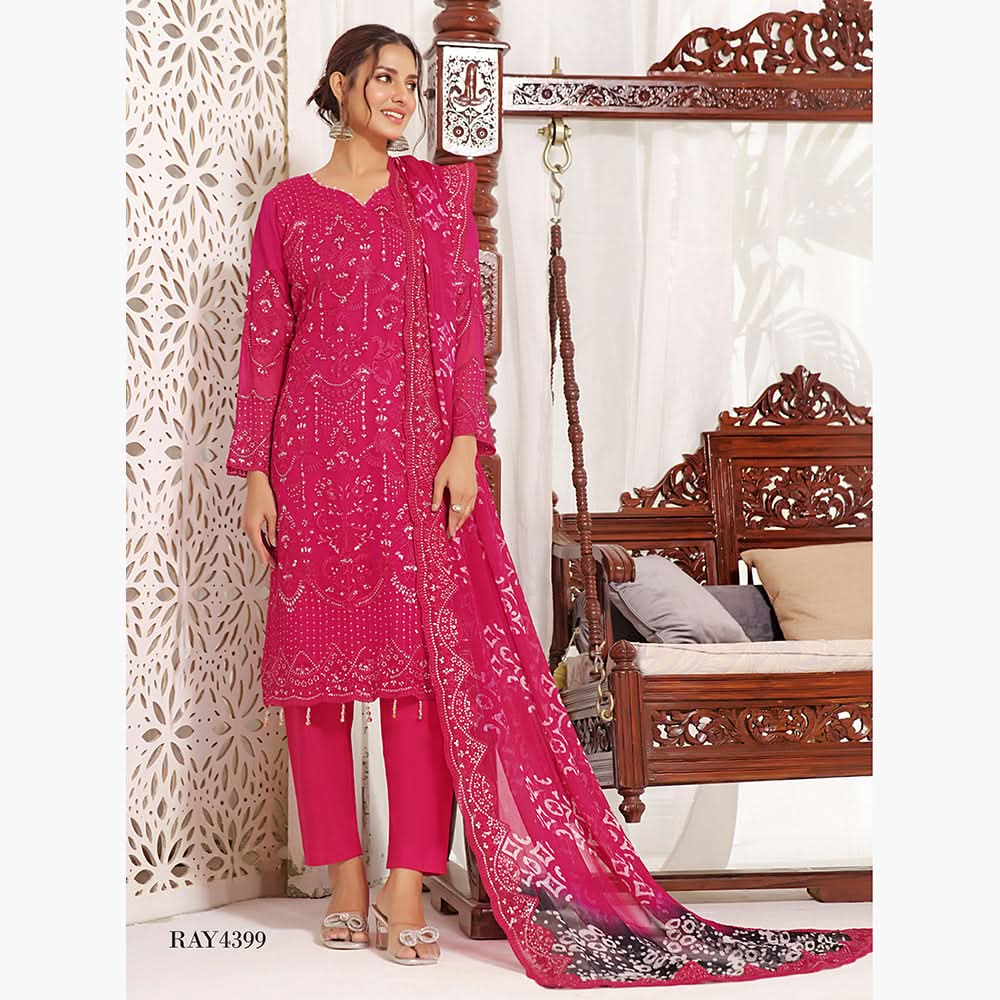 Bin Hameed Sanobar Luxury Chiffon Embroidered Unstitched 3Pcs Suit - RAY-4399, Women, 3Pcs Shalwar Suit, Rana Arts, Chase Value