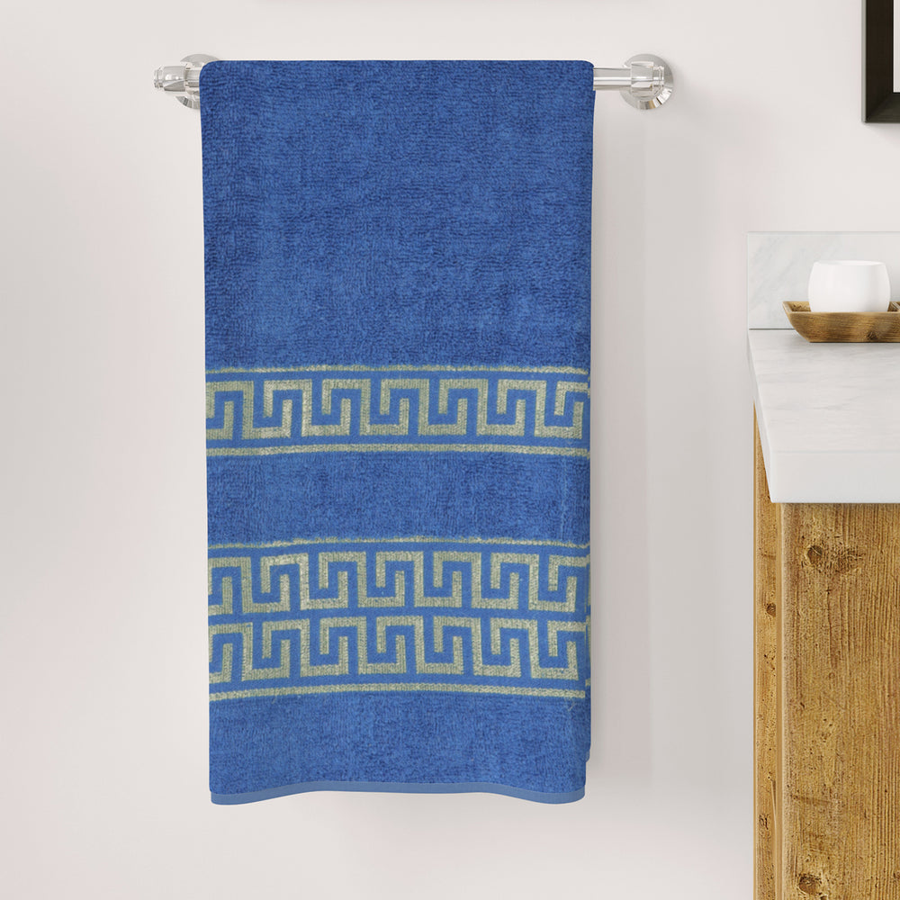 Bath Towel Greek Border - Royal Blue, Bath Towels, Chase Value, Chase Value