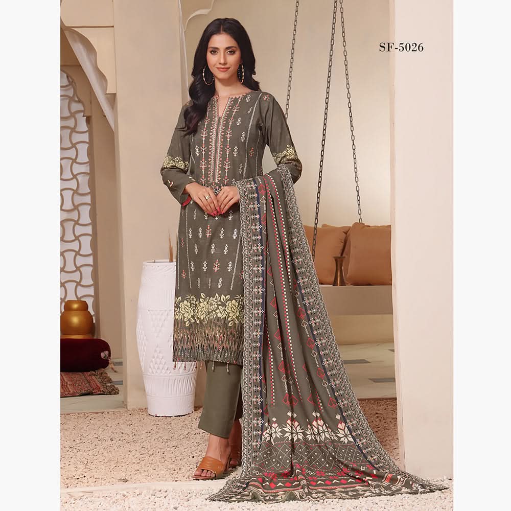 Evelyn Digital Printed Khaddar Embroidered Unstitched 3Pcs Suit, Women, 3Pcs Shalwar Suit, Rana Arts, Chase Value