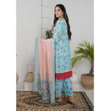 Safiya Lawn Printed Neck Embroidered Unstitched 3Pcs Suit - 4, Women, 3Pcs Shalwar Suit, Zesh Textile, Chase Value