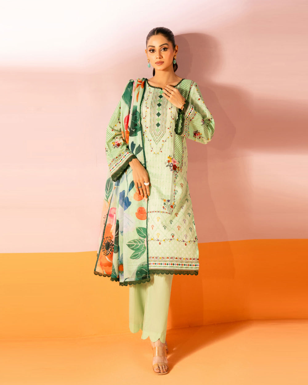 Salina Women’s 3PC Printed Suit-3, Women, 3Pcs Shalwar Suit, Chase Value, Chase Value