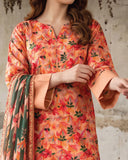 Salina Linen Digital Printed Suit - 3 Pc