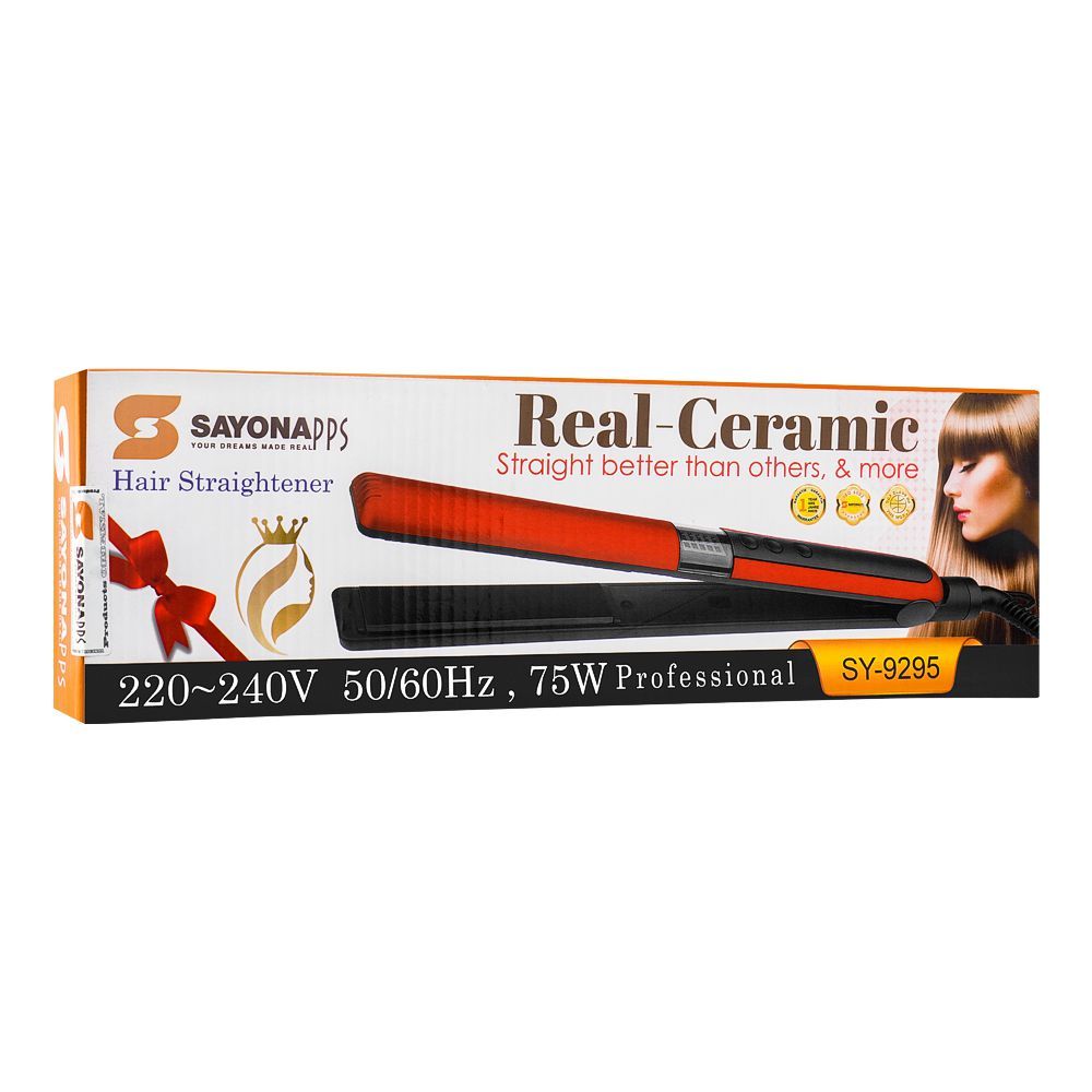 Sayona Real Ceramic Hair Straightener, 75W, 220-240V, Sy-9295, Straightener & Curler, Sayona, Chase Value
