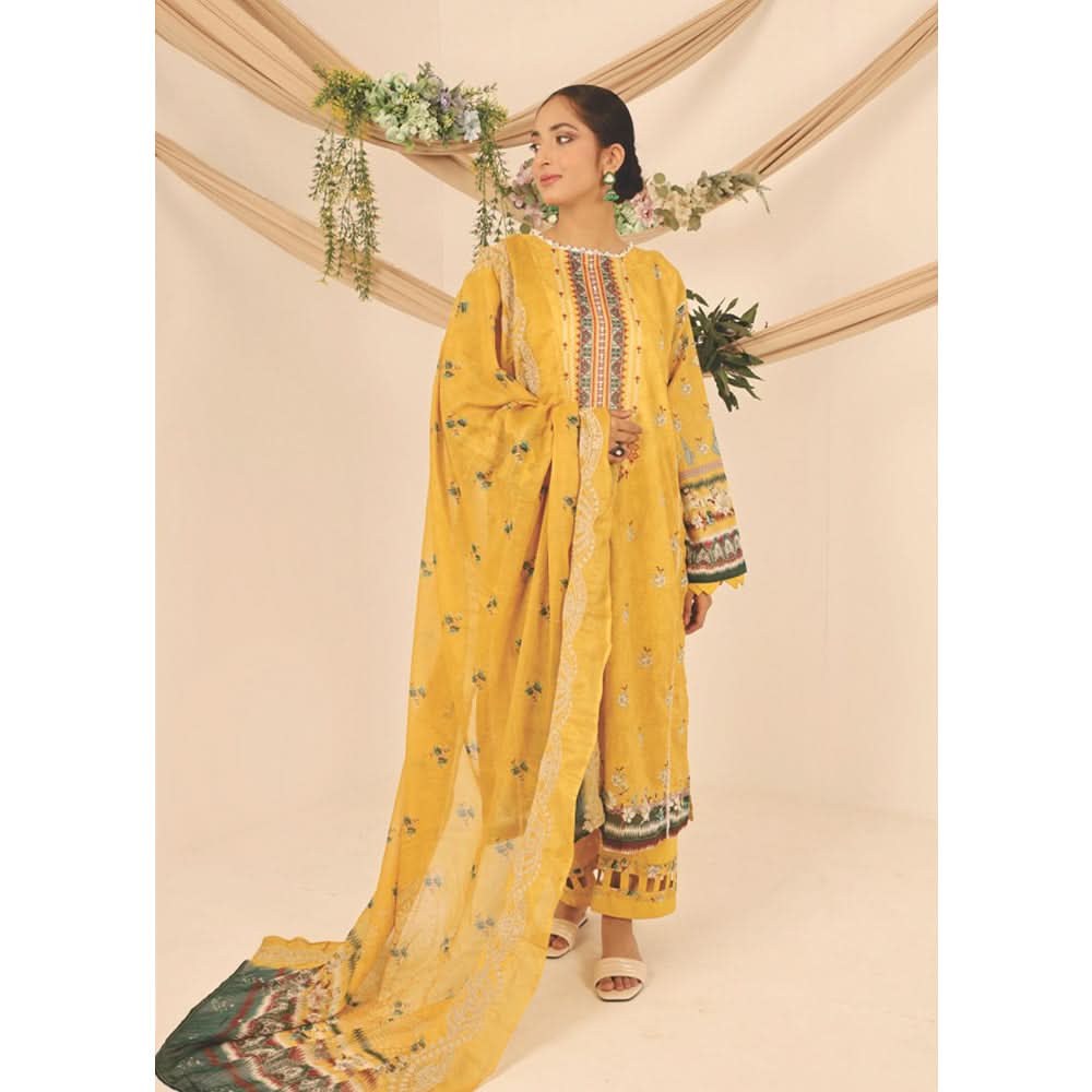 Rashid Shajar Printed Lawn Unstitched 3Pcs Suit With Embroidered Dupatta - 7733, Women, 3Pcs Shalwar Suit, Rashid Textiles, Chase Value