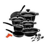 Sonex Glass Lid Deluxe Plus Die Cast Cooking Set, 18 Pieces, 53019, Cookware & Pans, Sonex, Chase Value