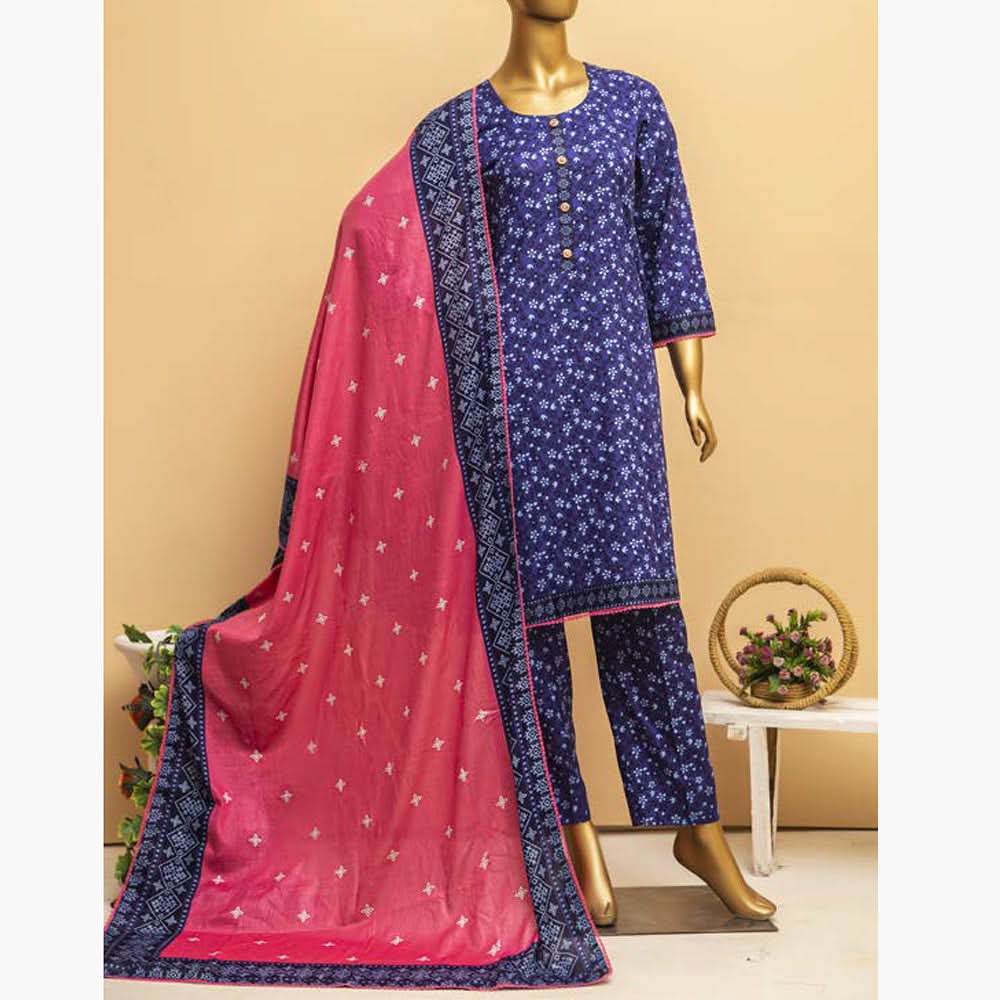 Imwaj Standard Printed Cotton Unstitched 3Pcs Suit - 3-A, Women, 3Pcs Shalwar Suit, Chase Value, Chase Value