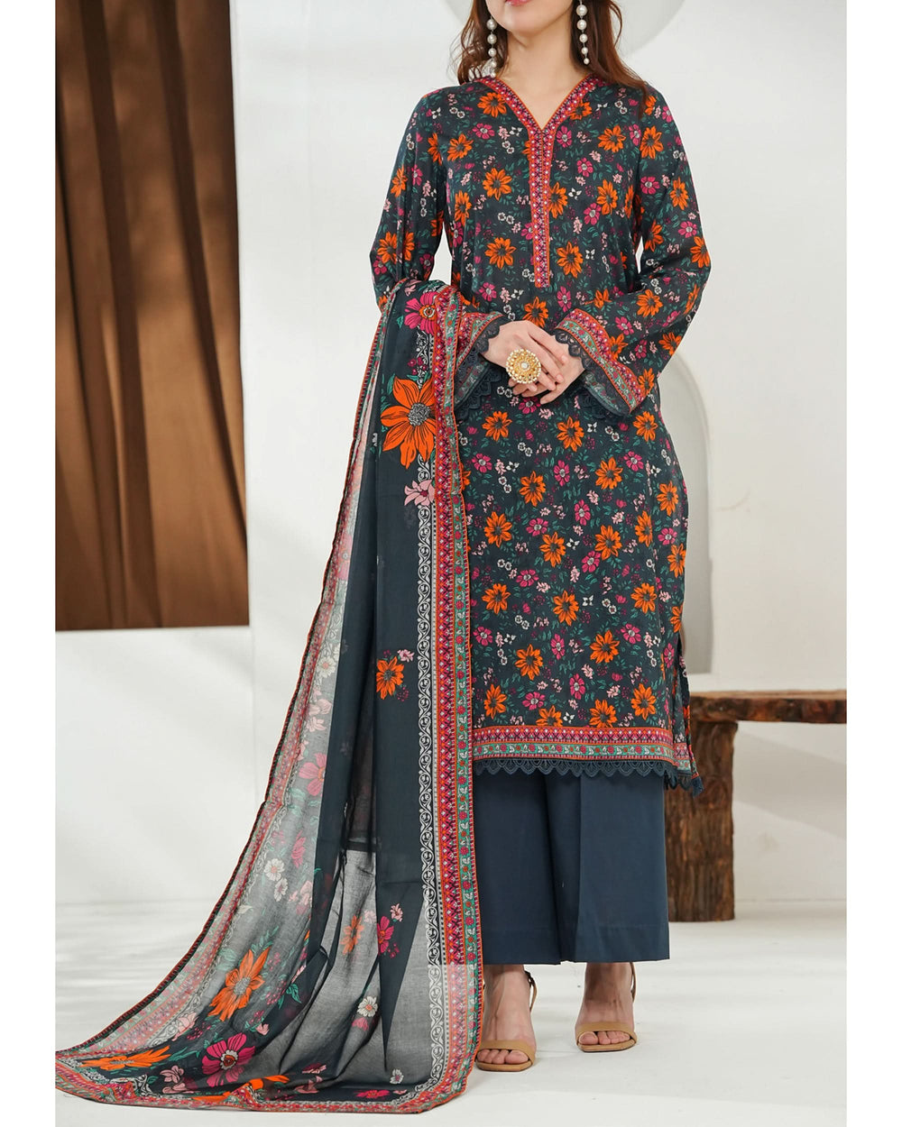 MISRI Lawn Printed 3-Piece Suit By VS Textile V-1, Women, 3Pcs Shalwar Suit, Chase Value, Chase Value
