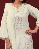 Zarineh Ronaq Viscose Luxury Jacquard Embroidered Suit - 3 Pc