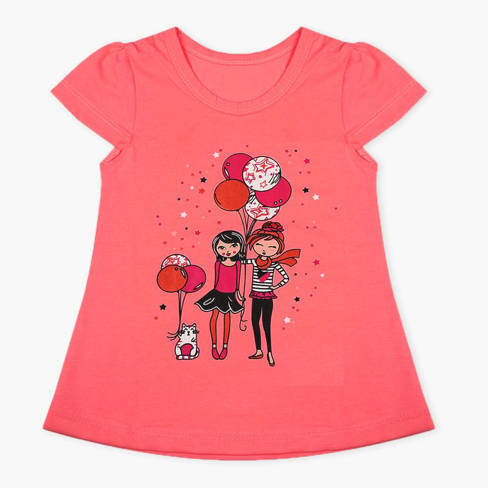 Girls Half Sleeves T-Shirt - Dark Pink, Girls T-Shirts, Chase Value, Chase Value