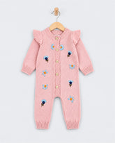 Eminent Newborn Girls Floral Embroidered Knit Romper