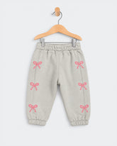 Eminent Newborn Girls Embroidered Bow Fleece Trousers