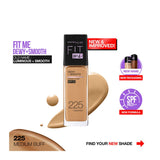 Maybelline New York Fit Me Dewy + Smooth Liquid Foundation, Spf 30 225 Medium Buff, 30Ml, Foundation, Maybelline, Chase Value