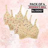 Women's Mix Design Bra Pack of 4, Women Bras, Chase Value, Chase Value