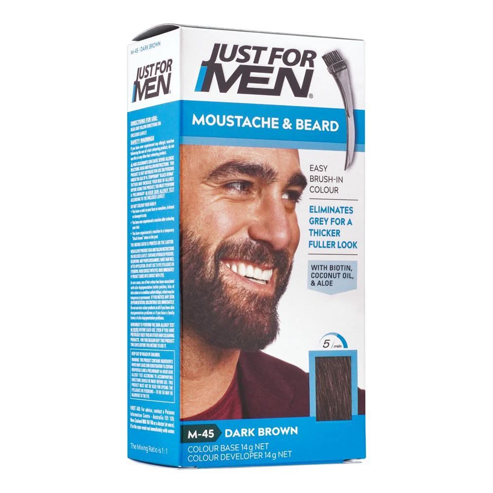 Just For Men Moustache & Beard Colour, M-45 Dark Brown Black, Hair Color, Just For Men, Chase Value