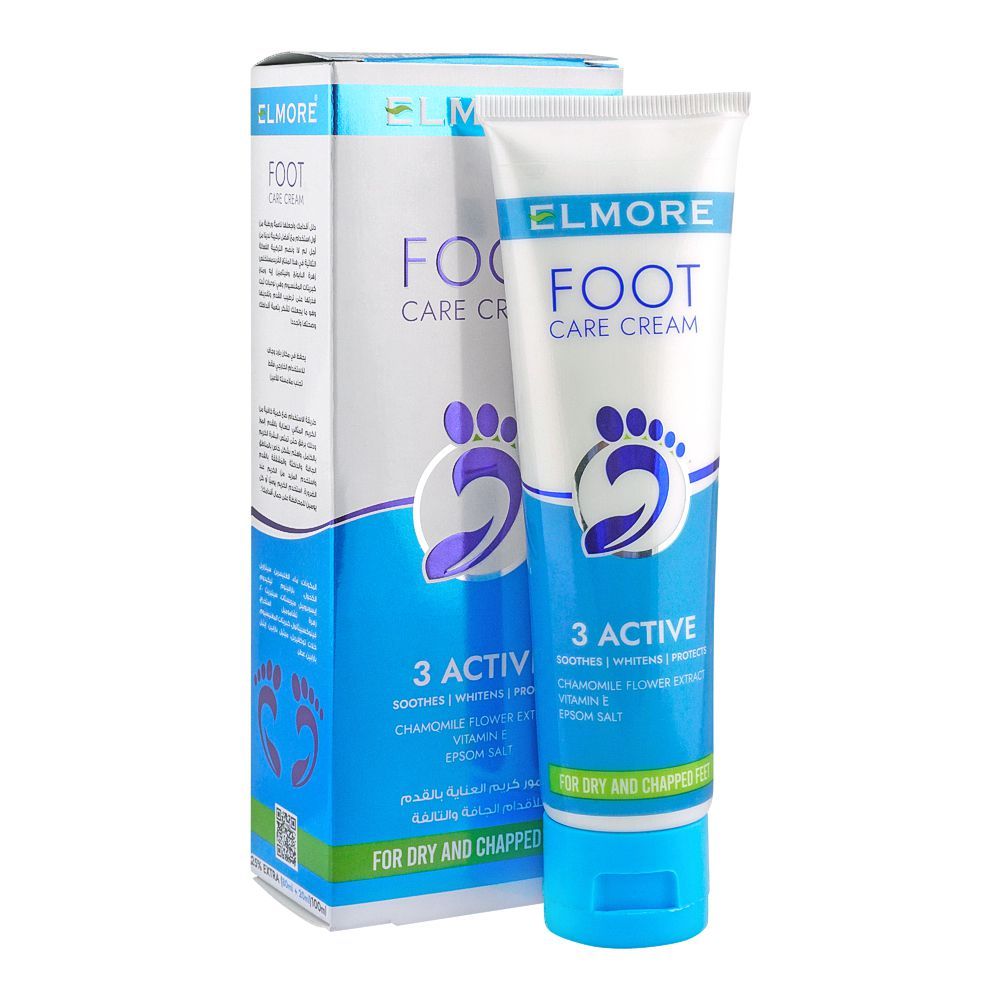 Elmore 3 Active Ultimate Foot Care Cream, For Dry & Chapped Feet, 80g, Creams & Lotions, Elmore, Chase Value