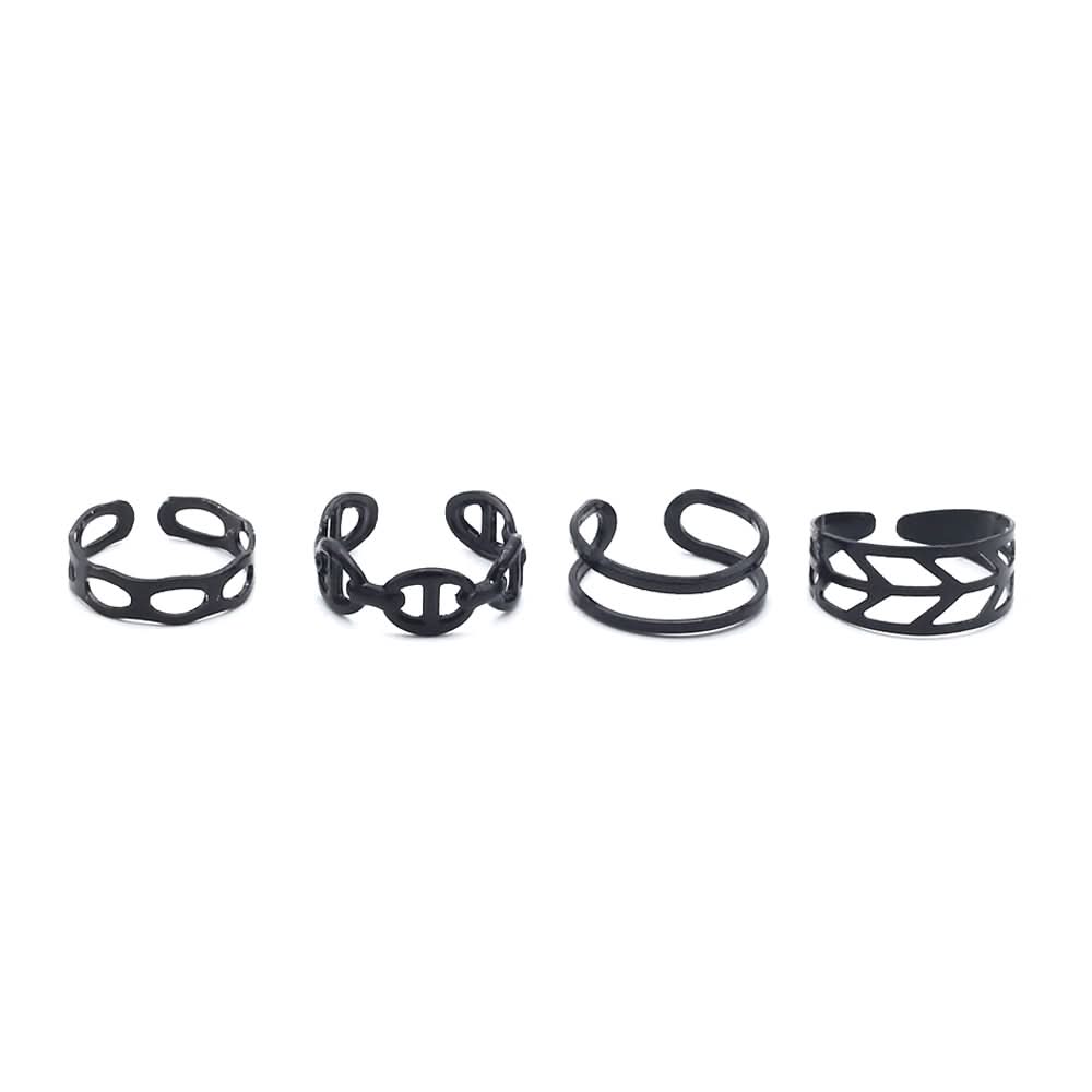4 Pec Rings Card - Black, Girls Finger Rings, Chase Value, Chase Value