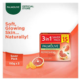 Palmolive Naturals Refreshing Glow Soap, 3-In-1 Pack, 3x110g, Soaps, Palmolive, Chase Value