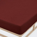 Single Bed Sheet Cover Fitted Jersey - Maroon, Single Size Bed Sheet, Chase Value, Chase Value