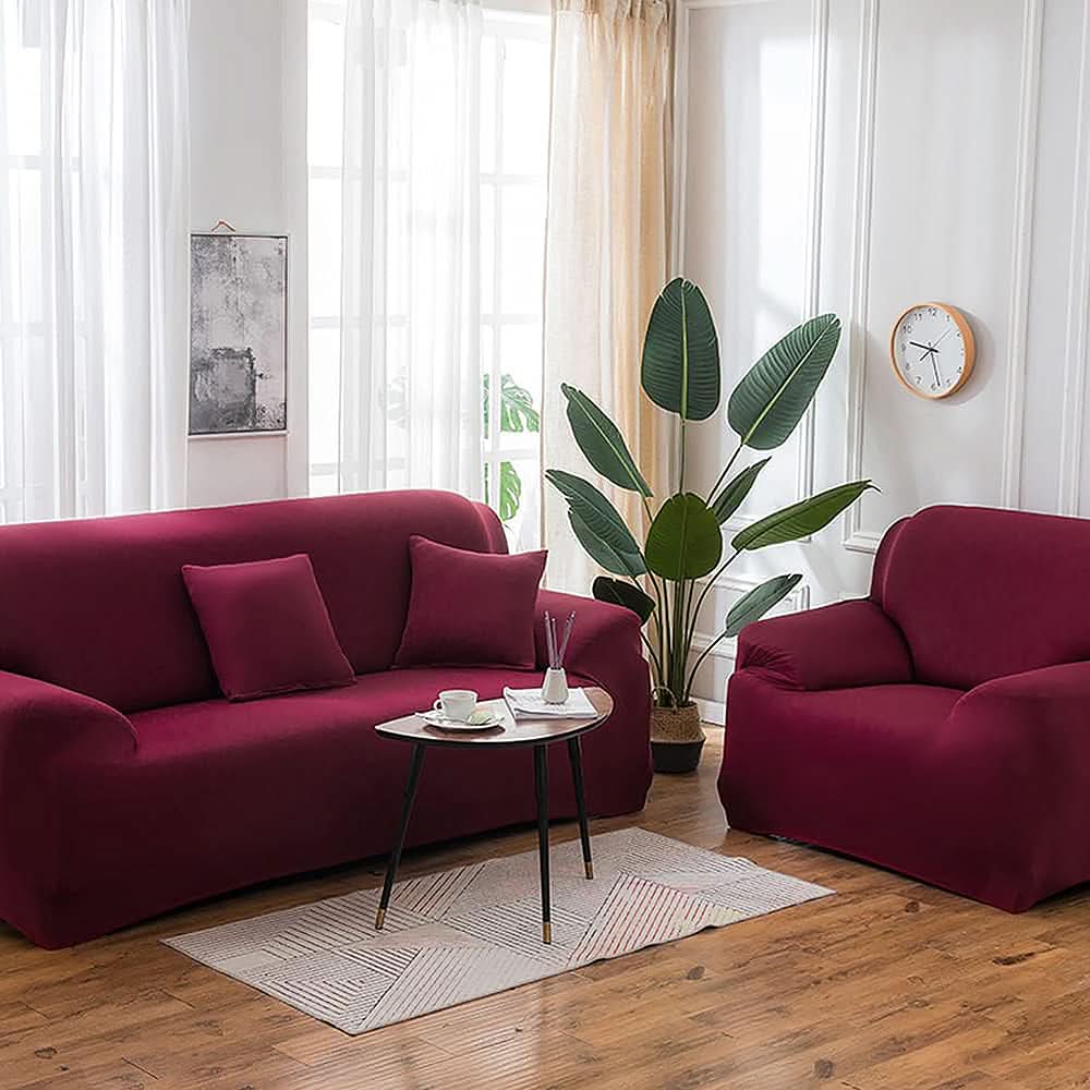 Sofa Cover 7 Seater Plain Jersey - Maroon, Decoration, Chase Value, Chase Value