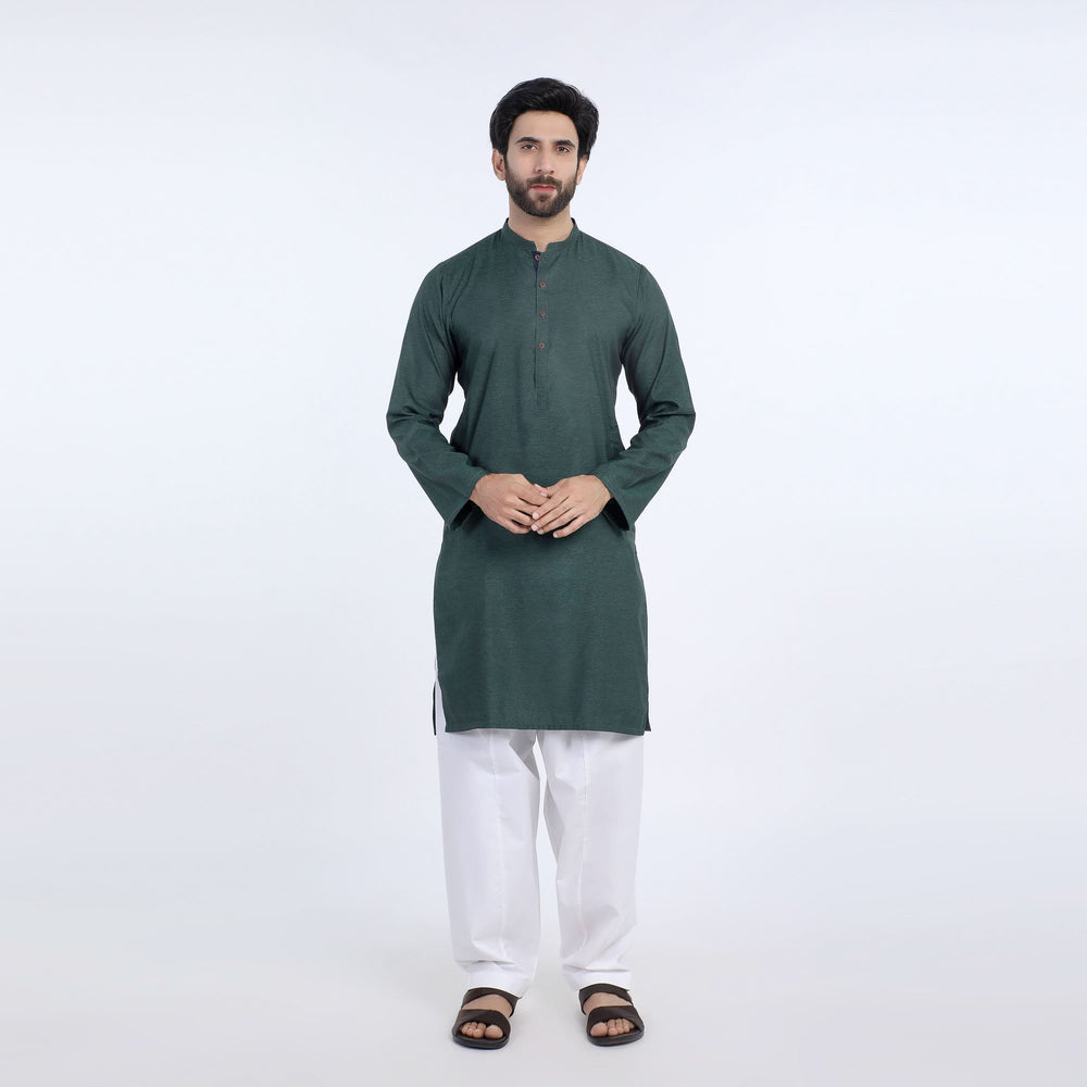 Men's Slim Fit Kurta - Green, Men's Kurtas, Chase Value, Chase Value